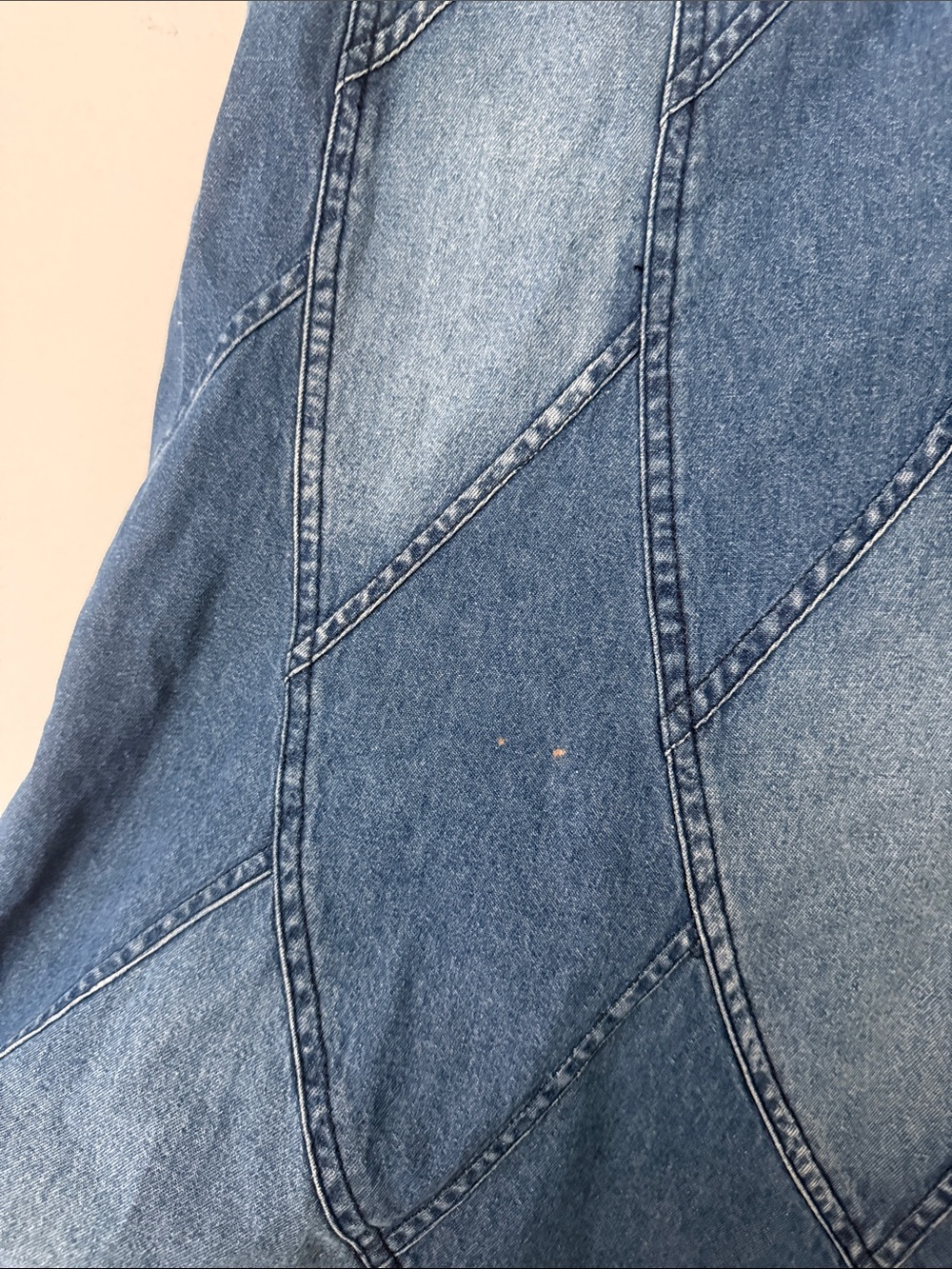 Studio West Blue Denim A-Line Patchwork Skirt - Picture 2 of 8